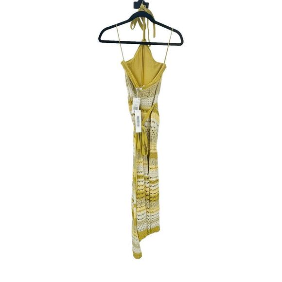 Jonathan Simkhai Midi Dress Halter Neck Marigold Strip Multi Size XS NWT - Picture 6 of 11